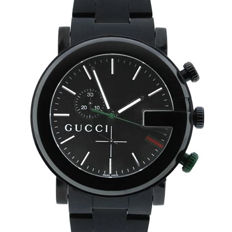 mens silver gucci watch black face|gucci black chronograph watch.